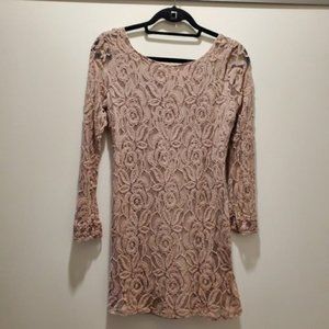 Target Lacy Floral Nude/Cream Long Sleeve Dress-S